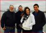 On the Statue of Liberty/Ellis Island Ferry in NYC, april 2014. Från vänster Ken, Jason, X and Y. .